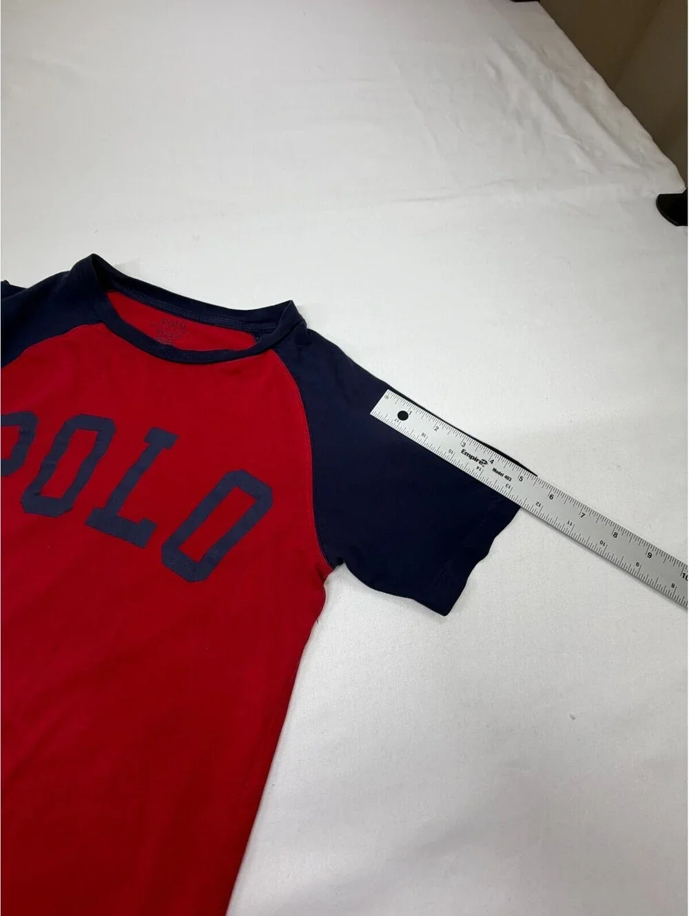 Polo Ralph Lauren Boy's T-Shirt Short Sleeve Cotton Colorblock Size S Red Blue